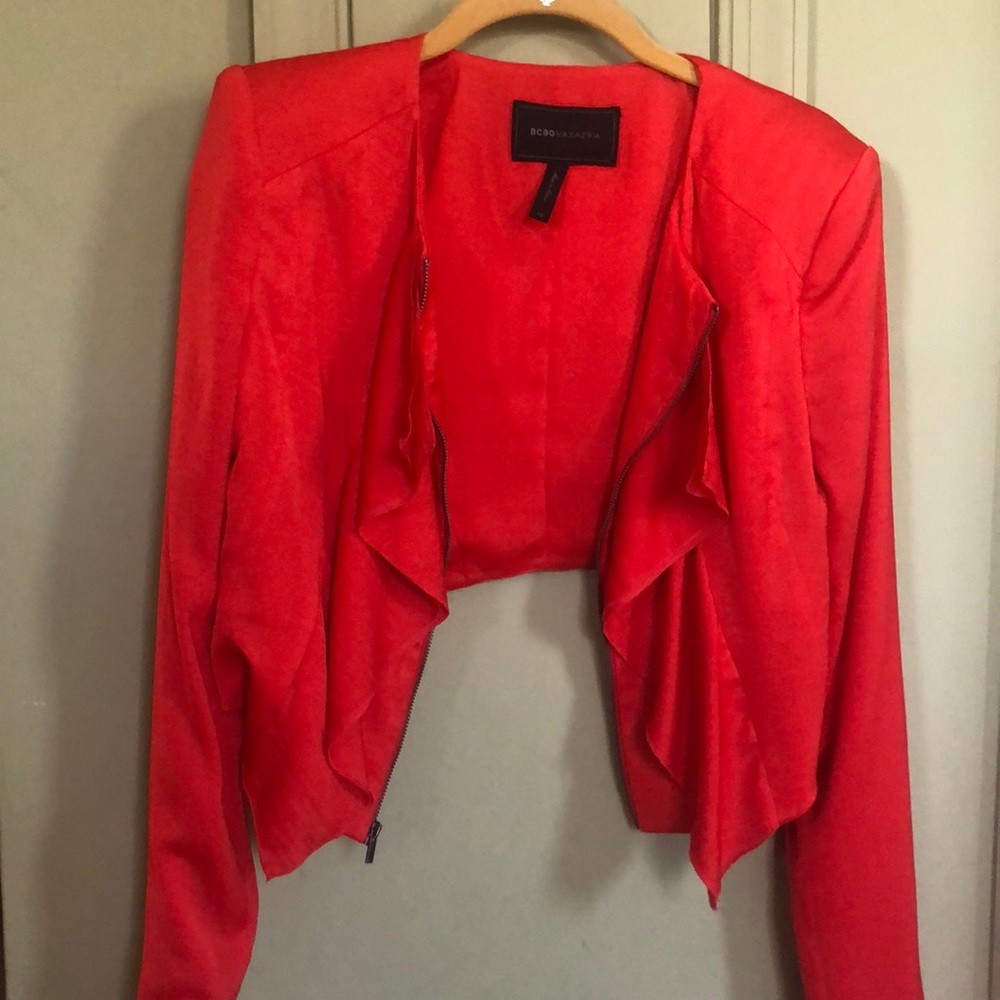 Cropped red blazer